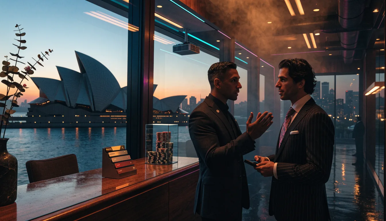 Sydney VIP loyalty lounge with tiered membership cards and casino chips